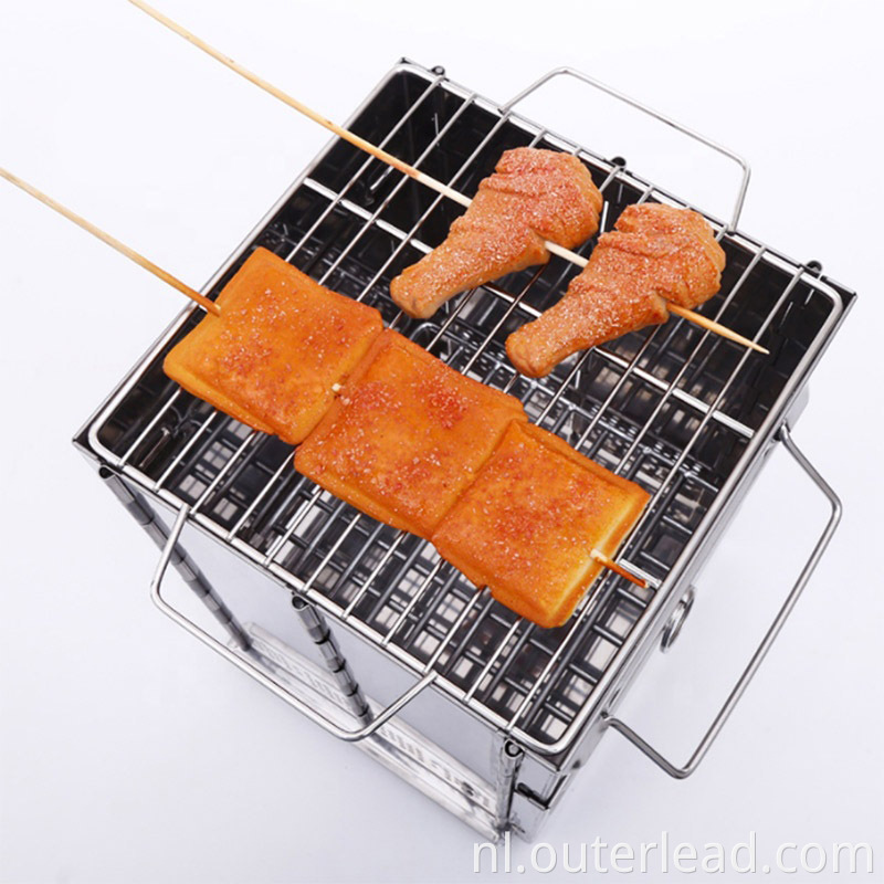 HS10R Outdoor Camping roestvrij staal draagbare BBQ fornuis vierkant vorm campinggerei Klein mini -feest gemakkelijk Take Grill